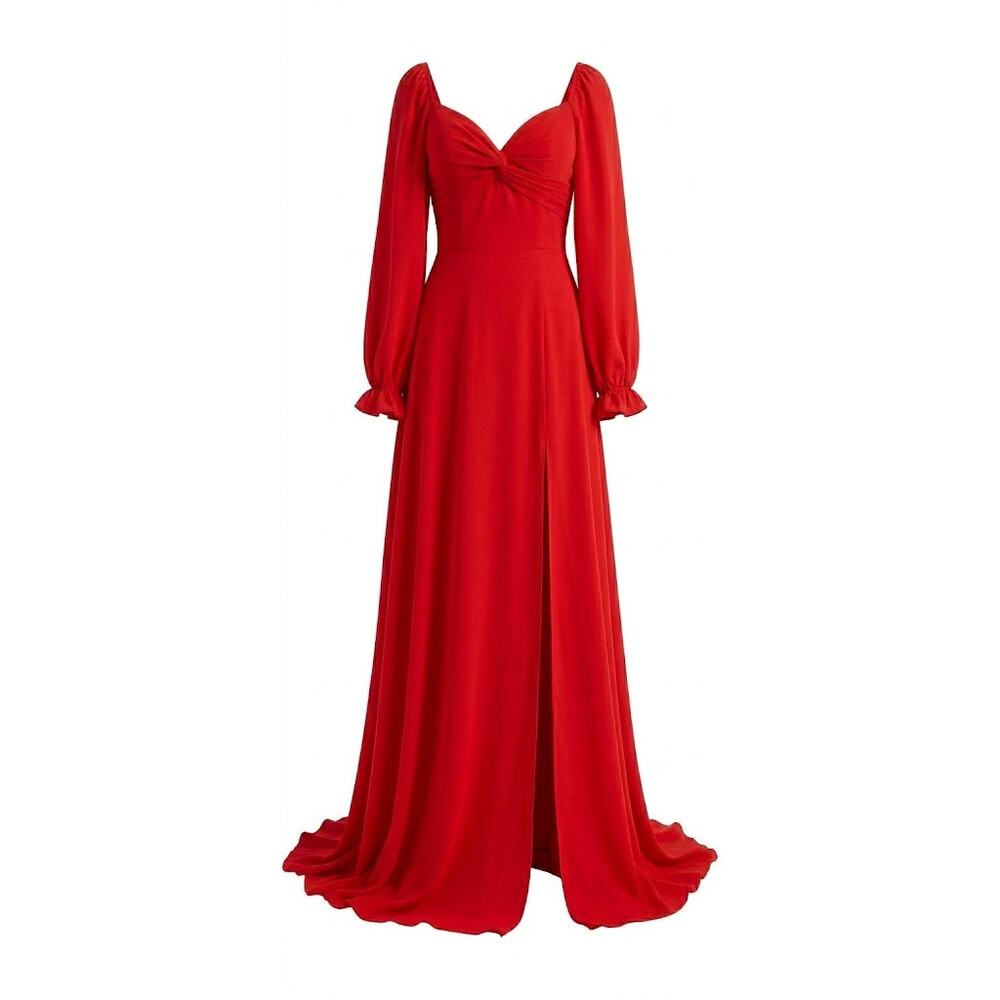 UGC Stunning Crimson Red Floor-Length Evening Gown - Sweetheart Neckline